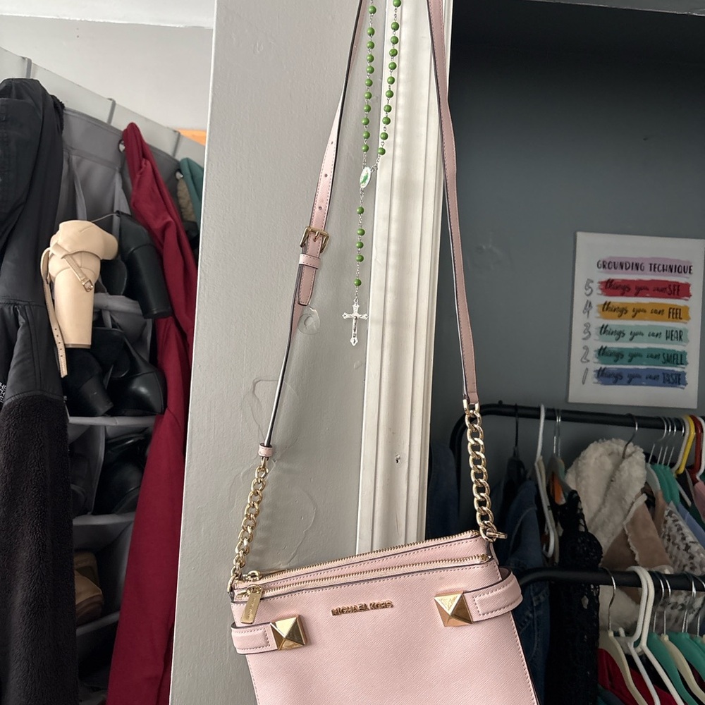 Michael Kors Blush Crossbody Bag with Gold Accents